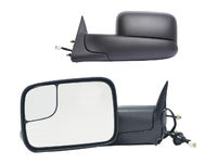 1998-2002 Dodge Ram 2500 (w/factory towing package) - Extendable Towing Mirrors / Pair (Power Heated, Flip out head, Black, Foldaway)