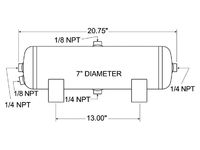 3 Gallon Air Tank (3 ports - 1/4 NPT, 2 port - 1/8 NPT) - Firestone # 9245